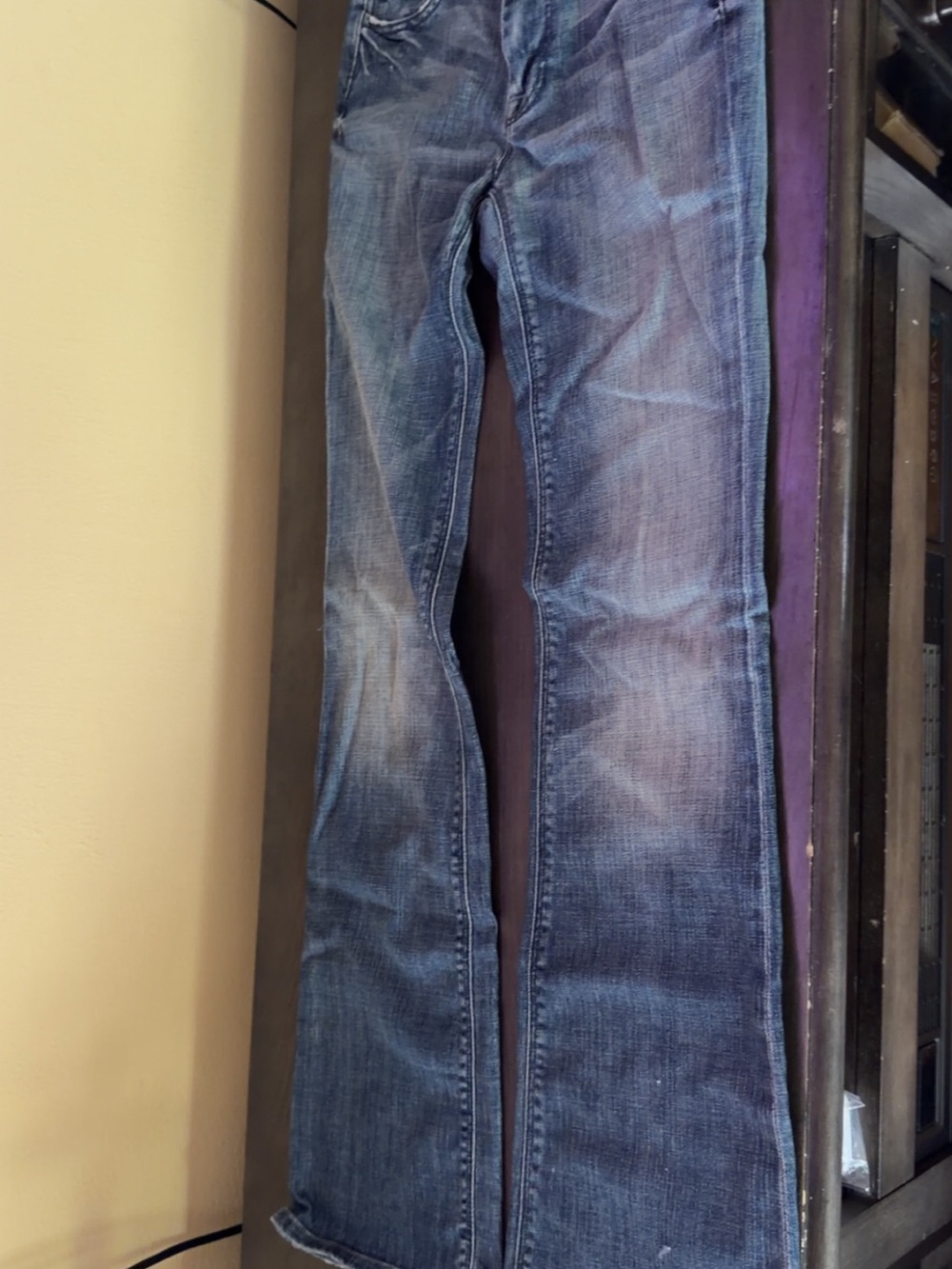 7 For All Mankind Distressed Blue Bootcut Jeans